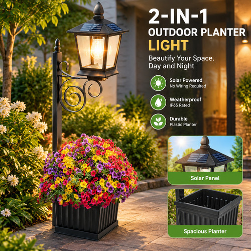 Outdoor solar lamp post with - post,