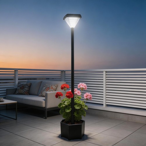Solar lamp post with planter - solar,